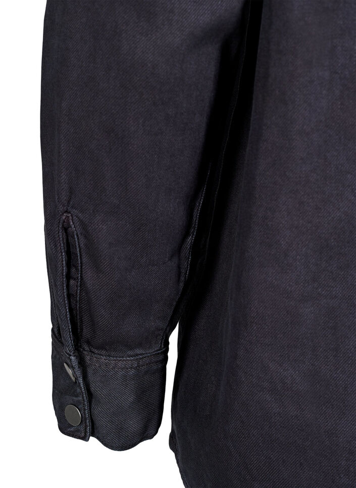 Denimskjorte med brystlommer, Svart, Packshot image number 3