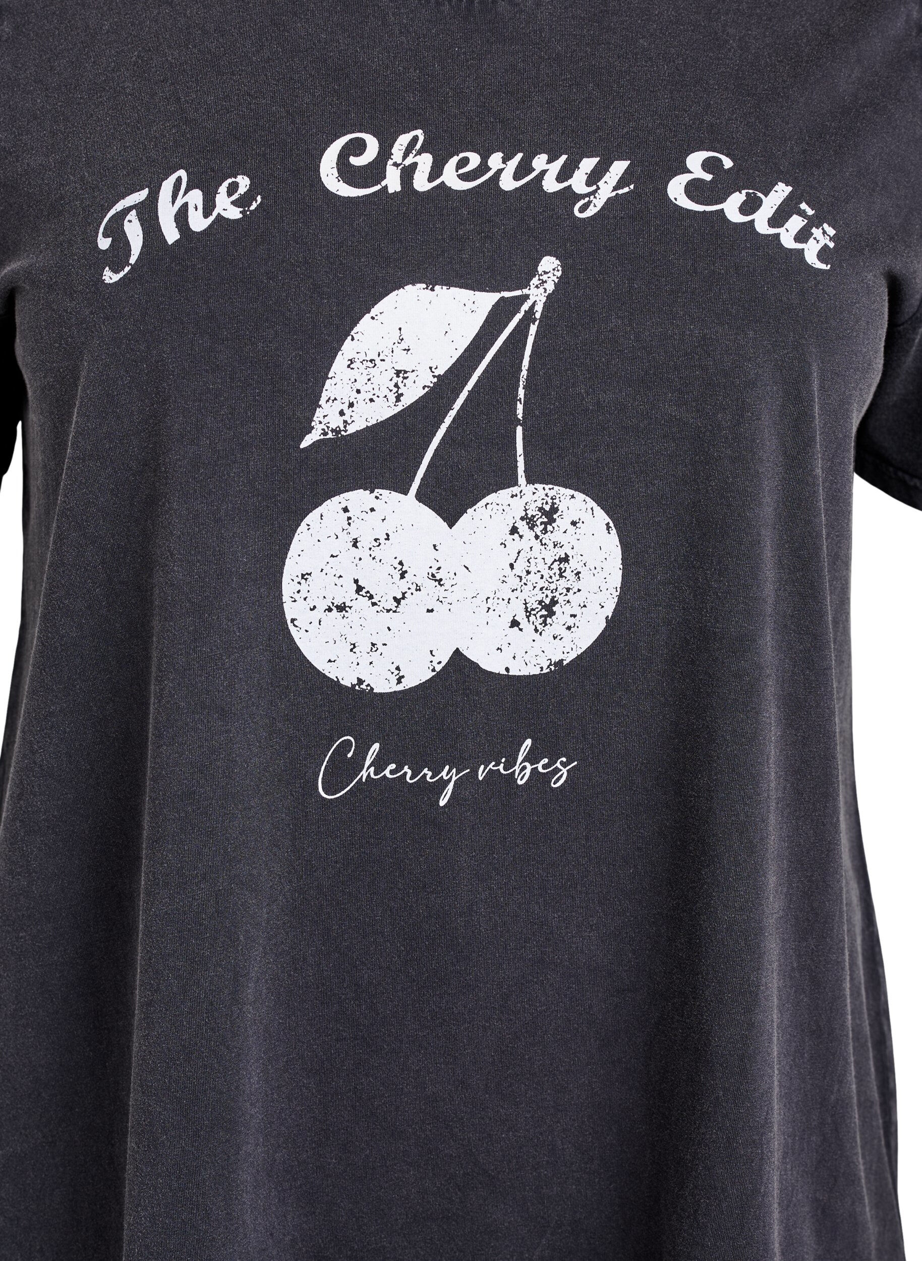 Zizzi &Oslash;kologisk bomulls-T-skjorte med trykk, Gr&aring;, Packshot image number 2