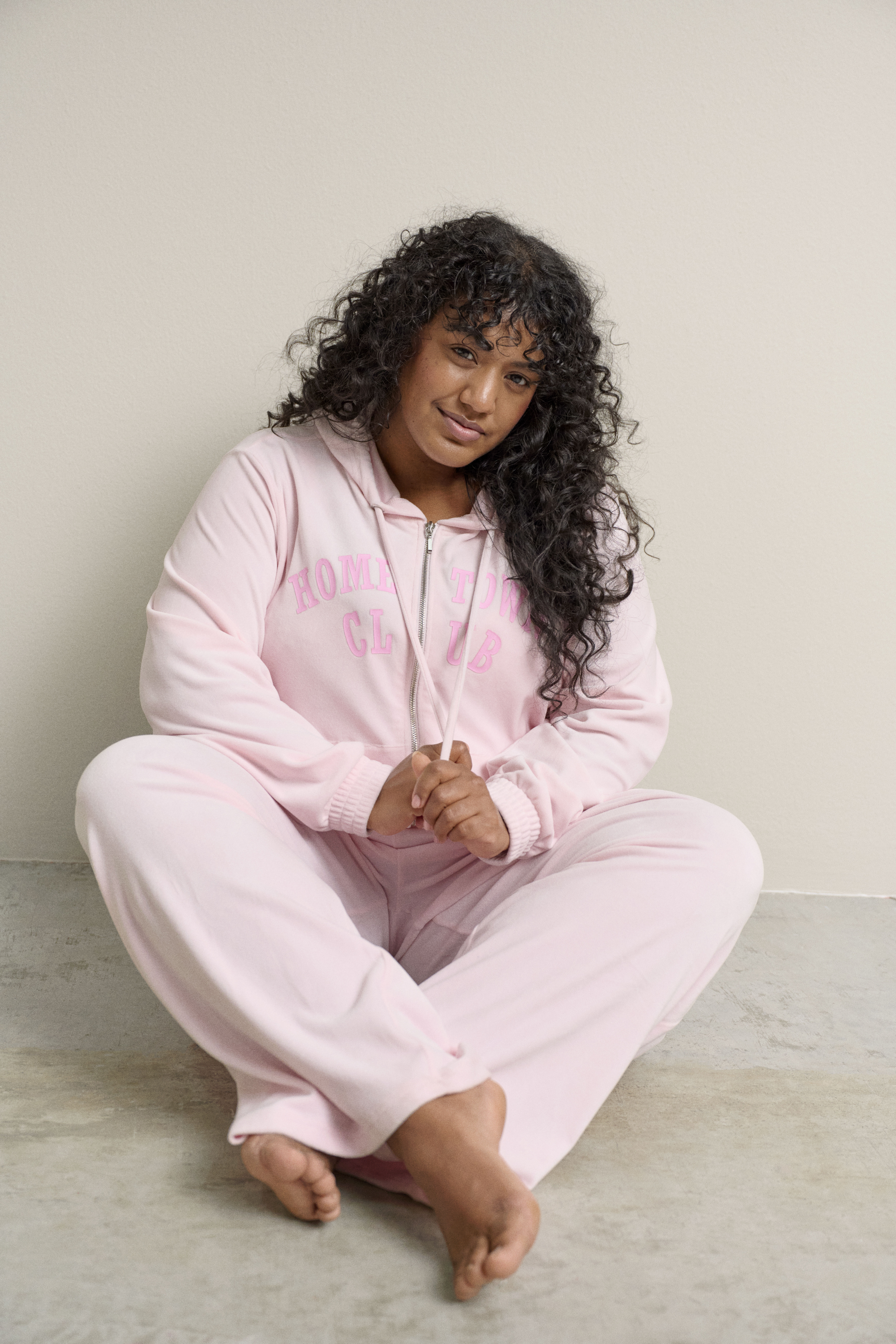 Zizzi Velour sett i rosa, , Model