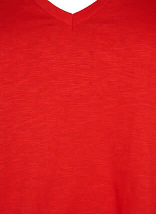 Kortermet basic t-skjorte med v-hals, Flame Scarlet, Packshot image number 2