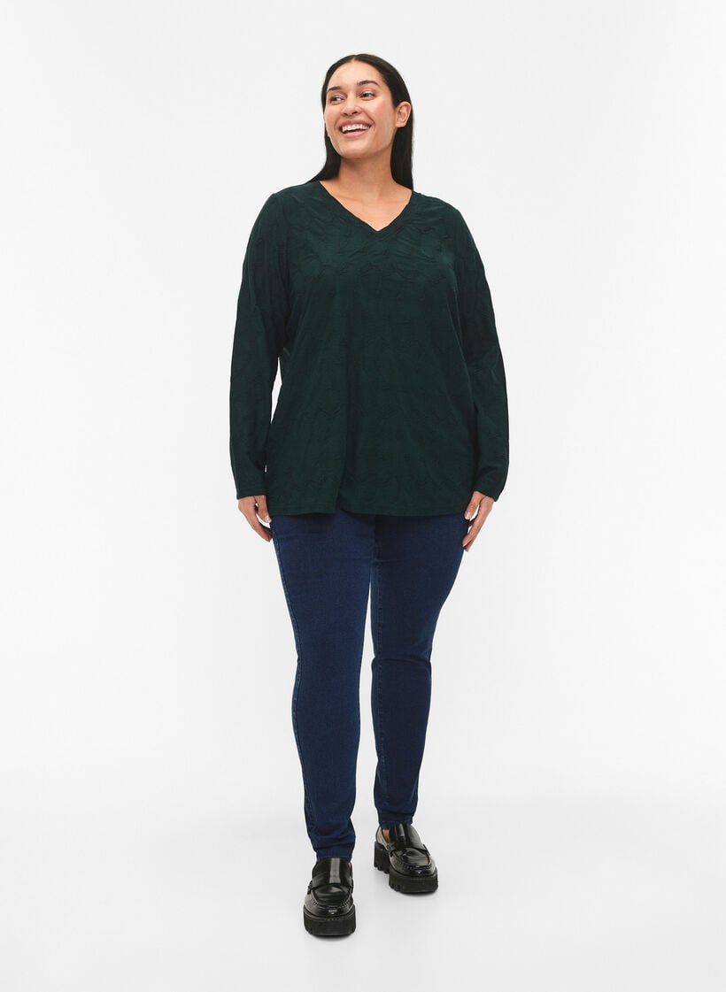 FLASH - Jeggings med bred strikk i midjen, Blå, Model image number 0
