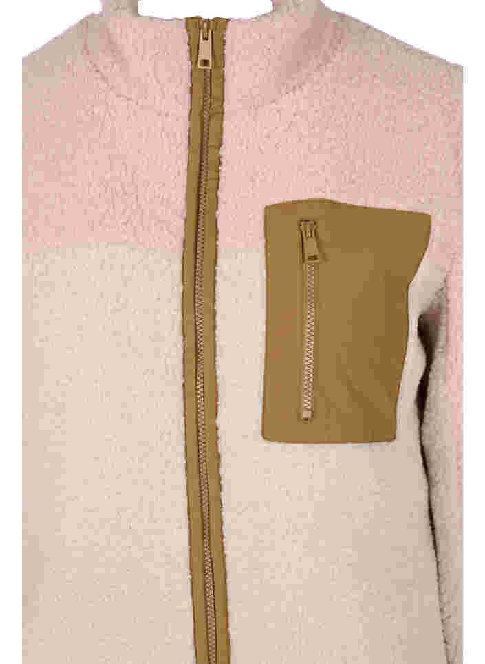 Teddyjakke med glidelås og lommer, Rose Comb, Packshot image number 2