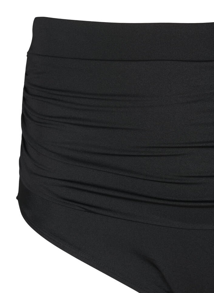 Høymidje bikinitruse med rynker, Black, Packshot