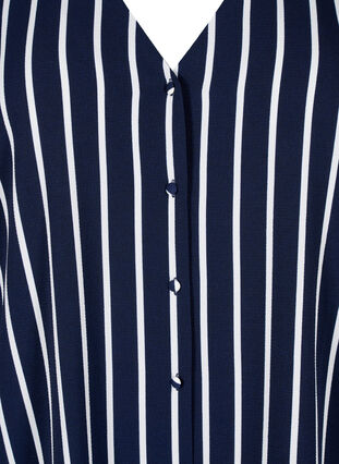 Skjortebluse med v-hals og trykk, Maritime Blue Stripe, Packshot image number 2