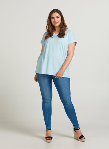 T-skjorte i bomullsmiks, Dream Blue Mel., Model image number 0