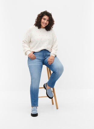 Emily jeans med slim fit og normal høyde i livet, Blue denim, Model image number 3