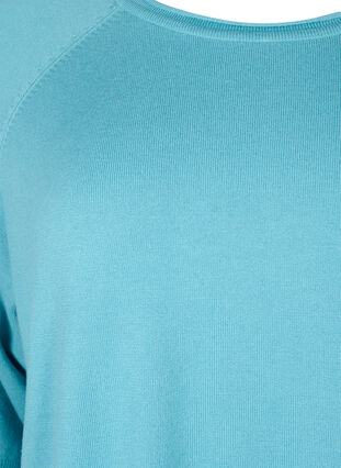 Zizzi Strikket bluse i viskose med 3/4 ermer, Reef Waters, Packshot image number 2
