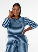 Langermet nattopp i ribbestrikket jersey med striper, Bl&aring;, Model image number 0