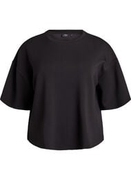 Kort loose fit t-skjorte i modalblanding, Svart