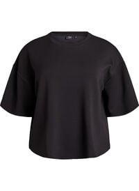Kort loose fit t-skjorte i modalblanding, Svart Kort loose fit t-skjorte i modalblanding