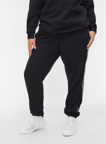 Joggebukser med knyting og lommer, Black, Model image number 2