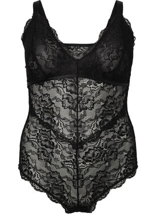 Zizzi Bodystocking i blonder med v-utringning, Black, Packshot image number 0