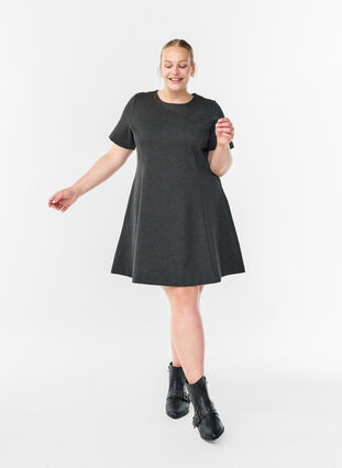 Zizzi Kort A-linje jersey kjole, Grå, Image image number 0