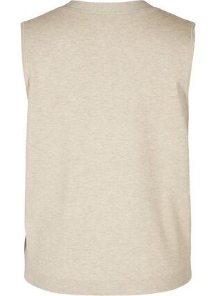 Strikkevest med V-hals og knapper, Pumice Stone Mel., Packshot image number 1