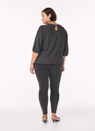 Zizzi Glittermønstrede leggings, Svart, Model image number 1