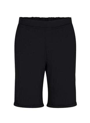 Shorts med strikkant og lommer, Black, Packshot image number 0