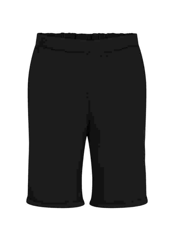 Shorts med strikkant og lommer, Black, Packshot