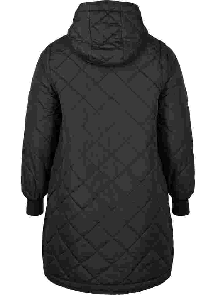 2 i 1 jakke med quiltet mønster og avtagbare ermer, Black, Packshot image number 1