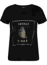T-skjorte med trykk i bomull til trening , Black w. inhale logo