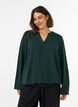 Bluse med ballongsilhuett og V-hals, Gr&oslash;nn, Model image number 0