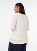Bluse med struktur og volangkant, Vanilje, Model image number 2