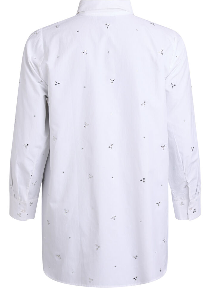 Skjorte med rhinesteiner, Hvit, Packshot image number 1