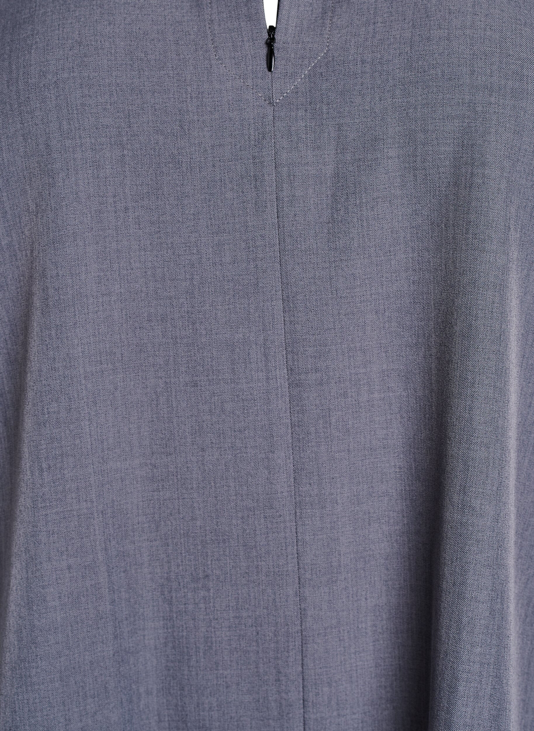 Zizzi Kort A-line kjole med glidel&aring;s og 3/4-ermer, Gr&aring;, Packshot image number 2