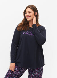 Nattskjorte i bomull med teksttrykk, Night Sky w. Body, Model