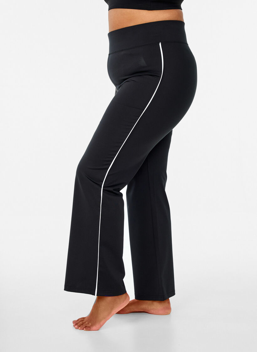 Flared treningsbukser med kontrastkanting, Svart, Model image number 0