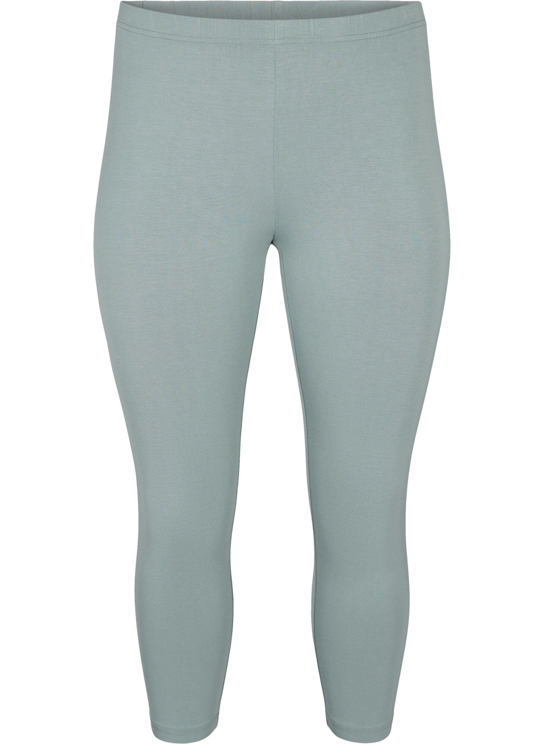 Zizzi Basic 3/4-length viskosetights, Gr&oslash;nn, Packshot image number 0
