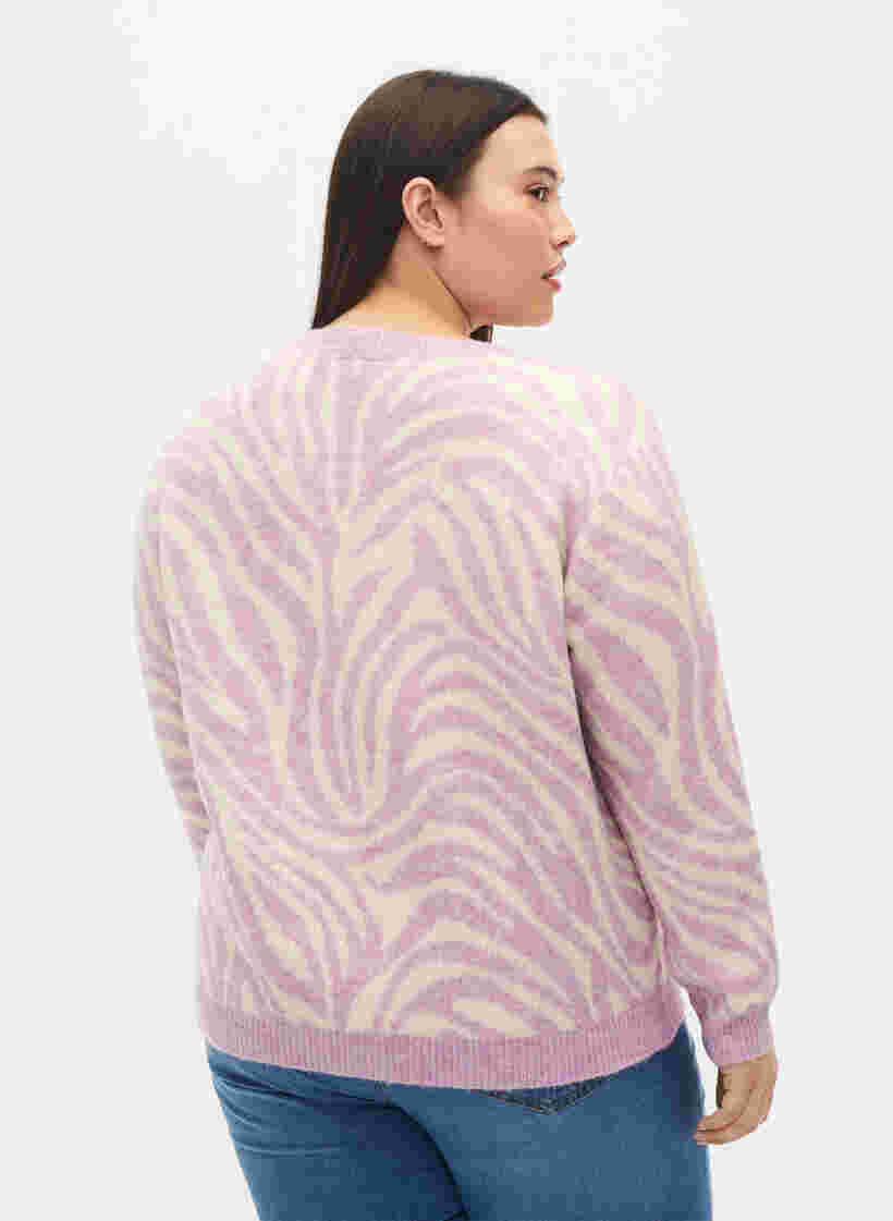 Strikket genser med mønster, Lavender  Mel Comb., Model image number 1