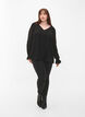 Bluse med V-hals og ermer med volanger, Black, Model image number 3