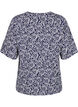Bluse med V-hals og blomstertrykk, White Blue Flower, Packshot image number 1