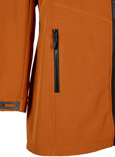 Kort softshell jakke med lommer, Ginger Bread, Packshot image number 3
