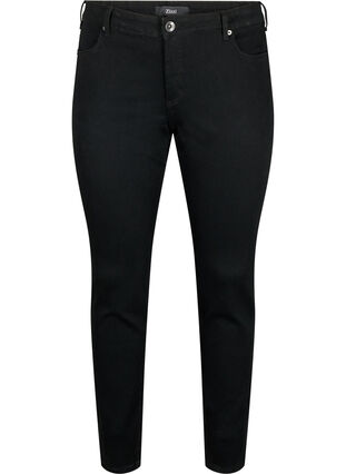 Emily jeans i smal passform og normalt høy midje, Black, Packshot image number 0