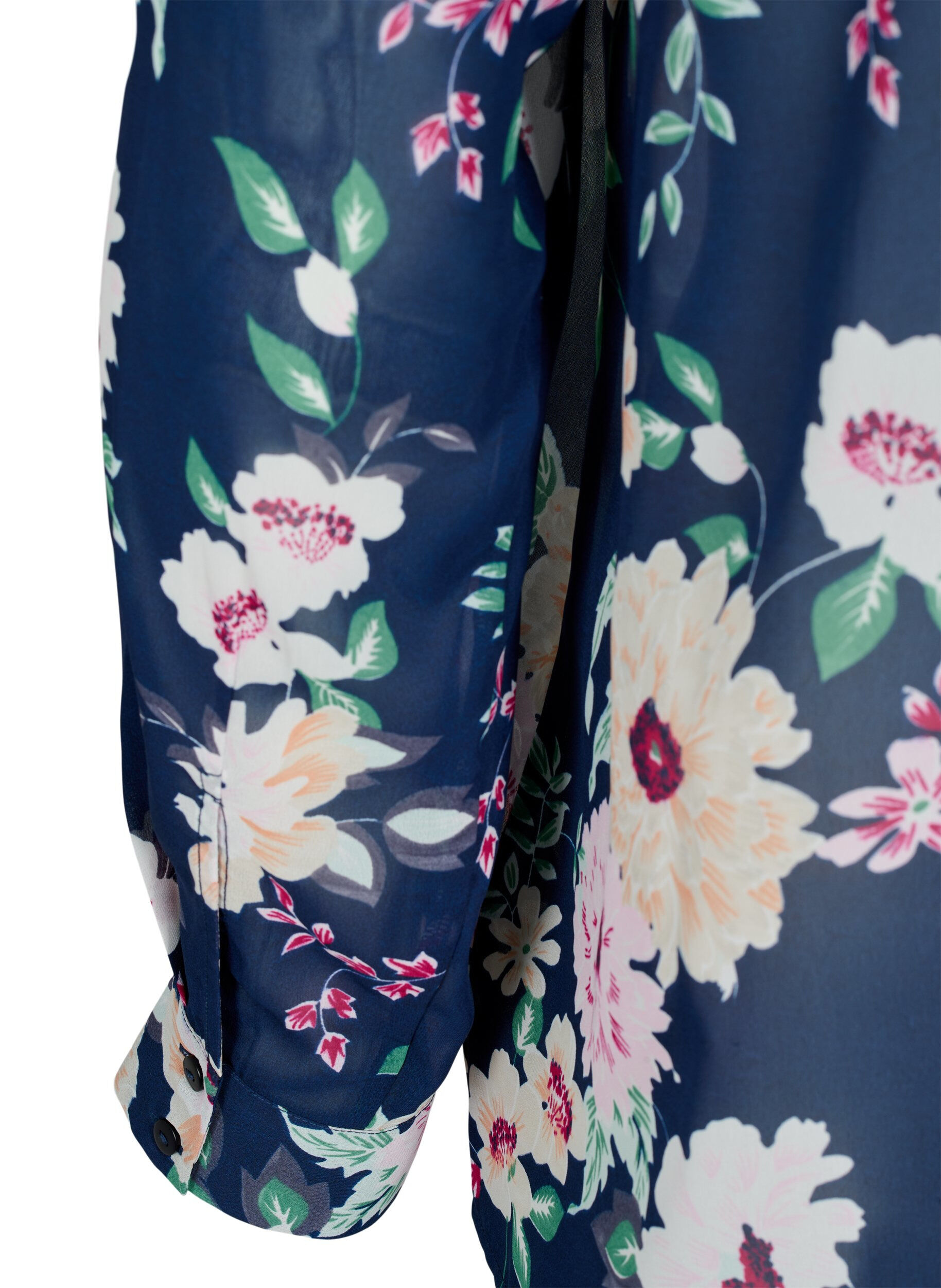Zizzi FLASH - Langermet skjorte med blomsterm&oslash;nster, Navy Flower, Packshot image number 3