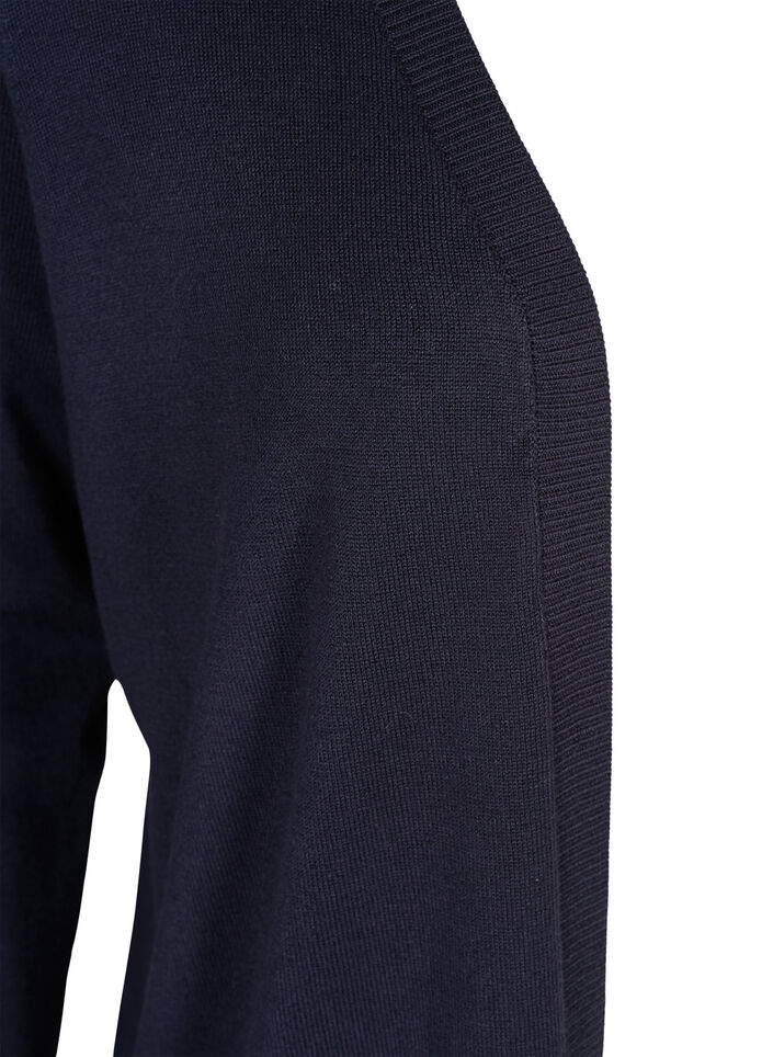 Lang strikkecardigan i viskoseblanding, Bl&aring;, Packshot image number 2