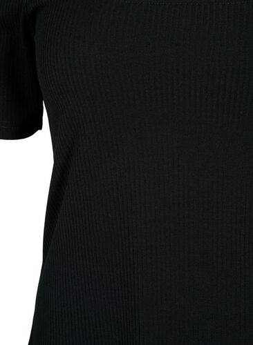 Kortermet bluse med utskåret parti, Black, Packshot image number 2