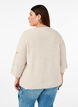 Strikket bluse med hjerter og 3/4-ermer, Beige, Model image number 2