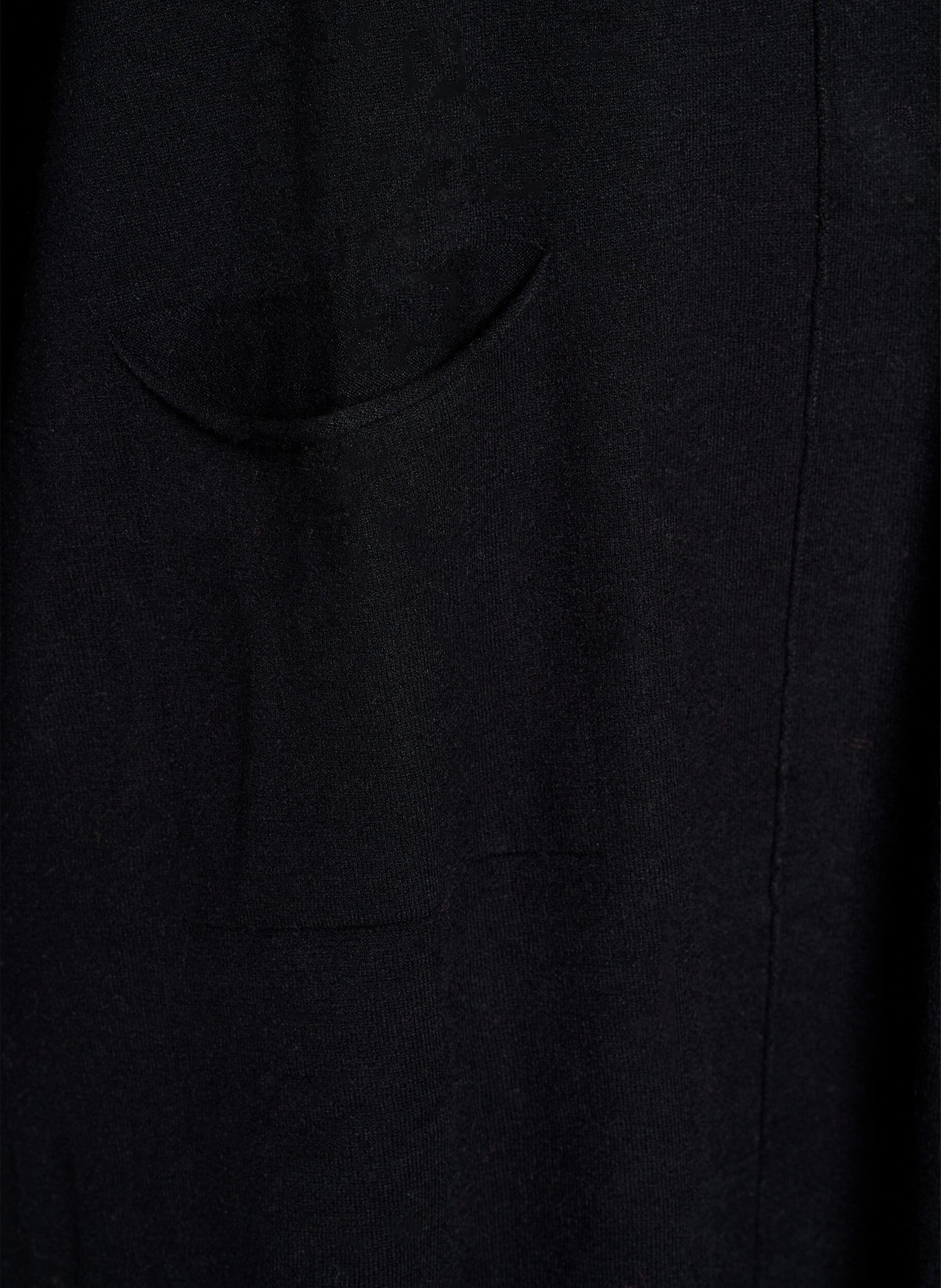 Zizzi Kort strikkjole med midts&oslash;m og lommer, Svart, Packshot image number 3