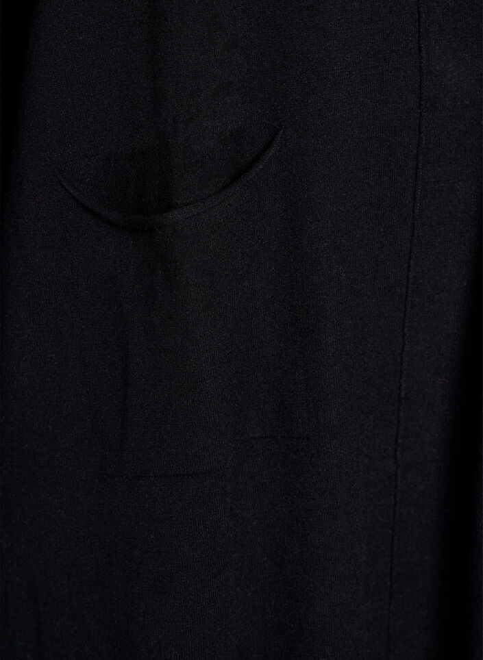 Kort strikkjole med midtsøm og lommer, Svart, Packshot image number 3
