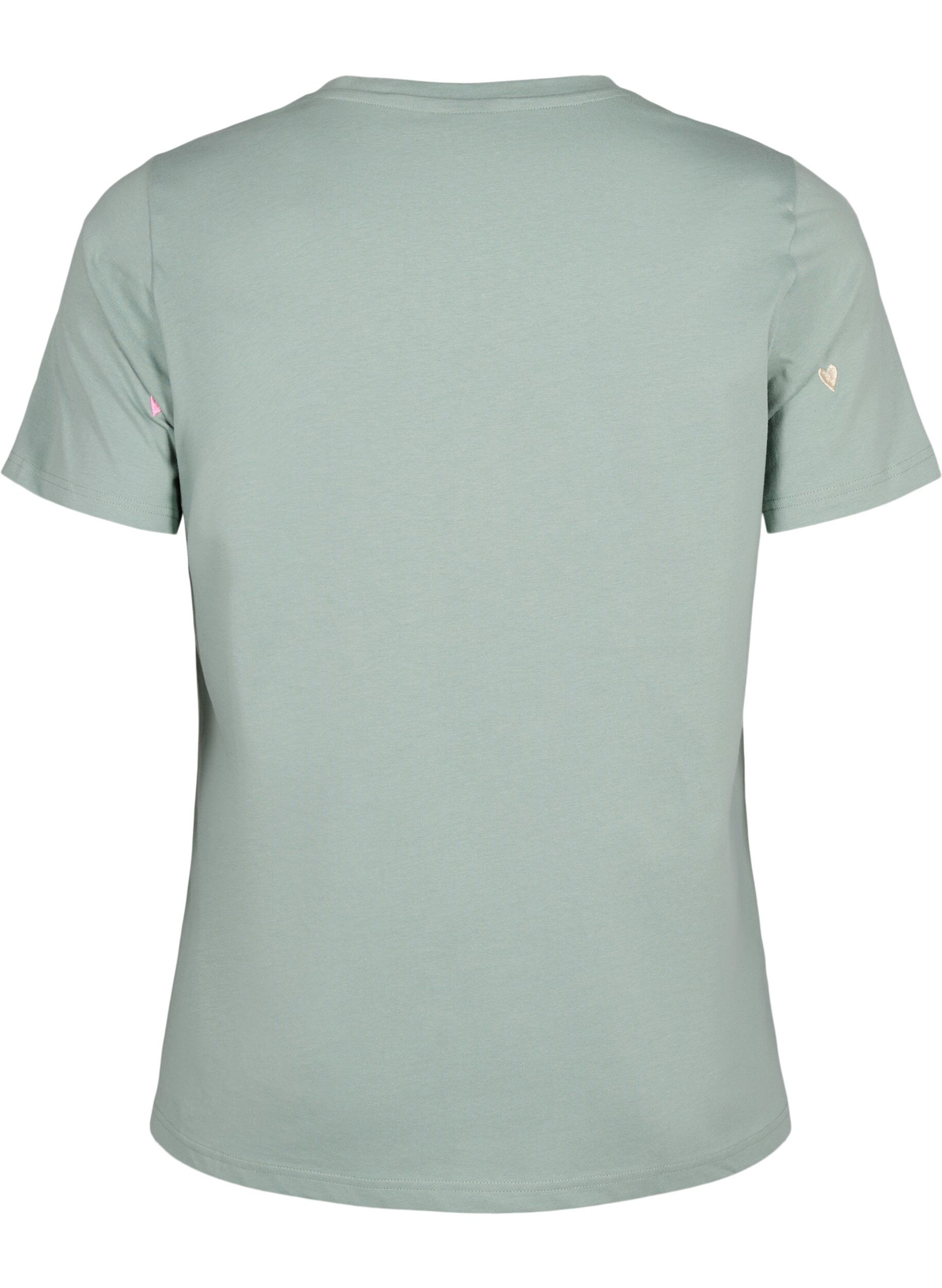 Zizzi T-skjorte i &oslash;kologisk bomull med hjerter, Chinois G. Love Emb., Packshot image number 1