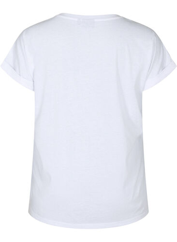 Kortermet T-skjorte i bomullsblanding, Bright White, Packshot image number 1