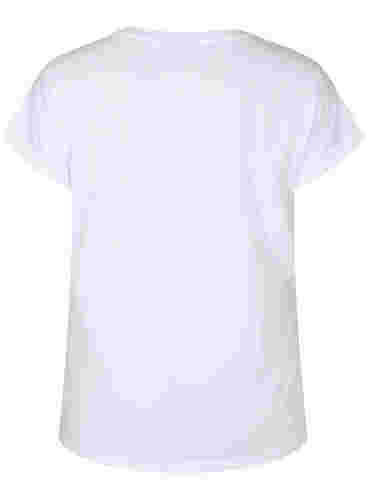 Kortermet T-skjorte i bomullsblanding, Bright White, Packshot image number 1