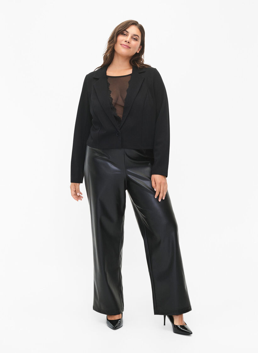 Kort blazer med knapp, Black, Model image number 2