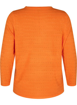 Strukturmønstret strikkegenser med rund hals, Vibrant Orange, Packshot image number 1