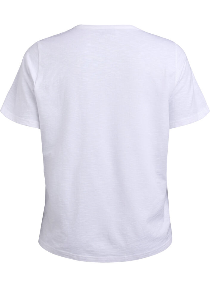T-skjorte med knappdetalj, Hvit, Packshot image number 1