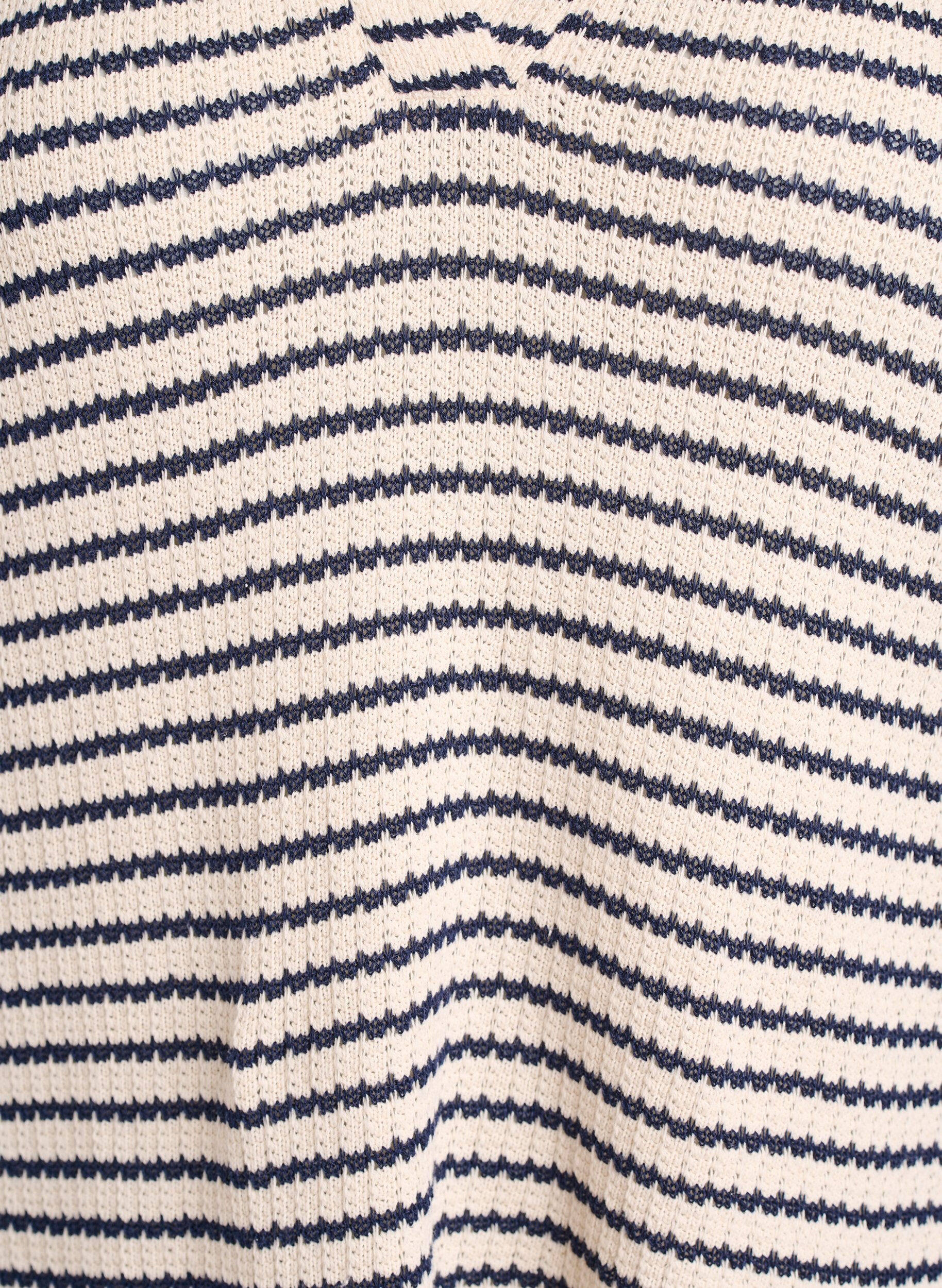 Zizzi Stripete bluse i jerseystoff med krage og V-hals, Beige, Packshot image number 2