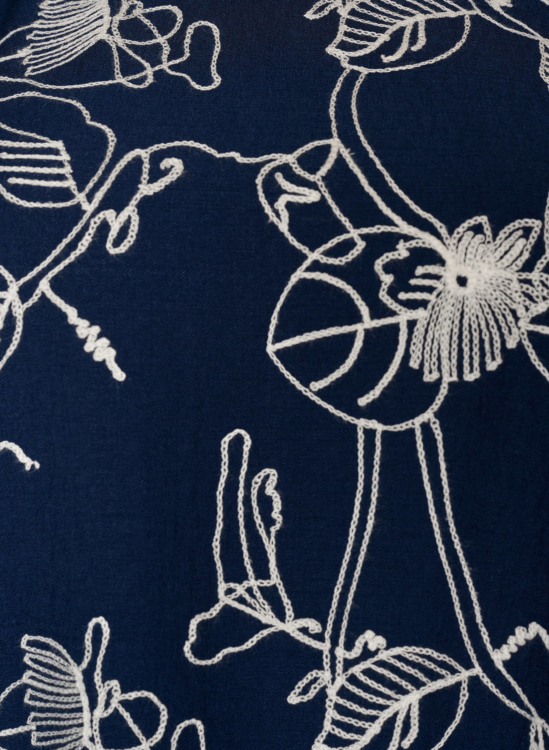 ZizziKort A-formet kjole med brodert m&oslash;nster, Bl&aring;, Packshot image number 2