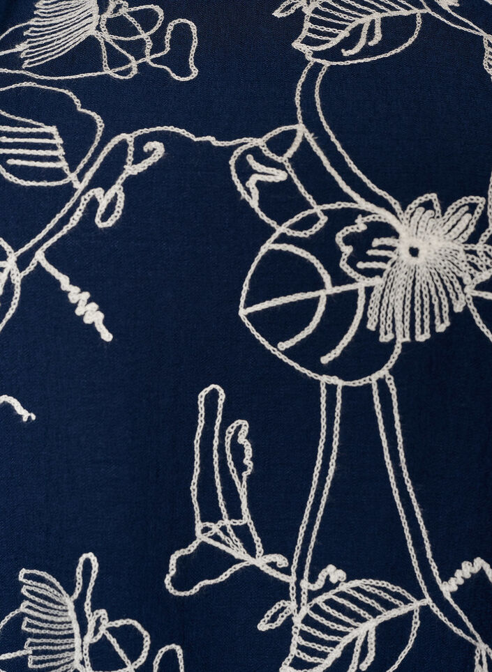 Kort A-formet kjole med brodert m&oslash;nster, Bl&aring;, Packshot image number 2